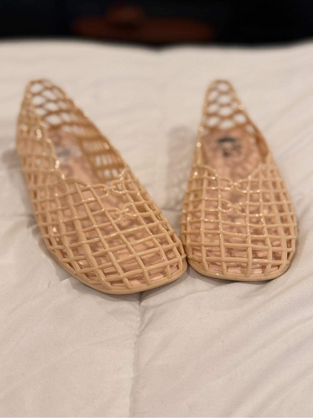 Yoki Beige Woven Jelly Flats